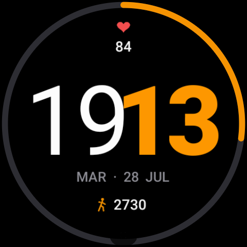 Pure Time watch face in amber