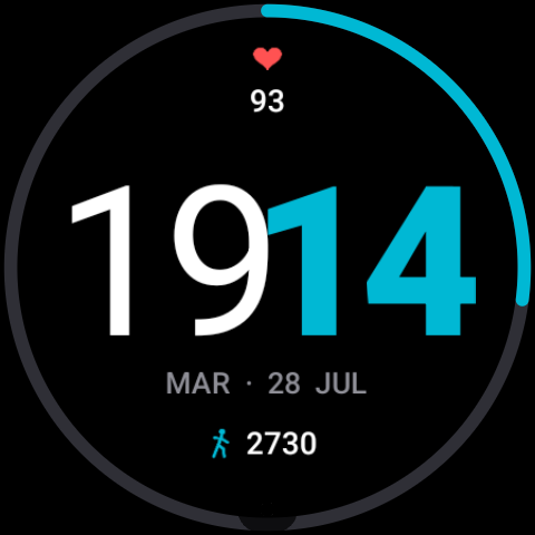 Pure Time watch face in cyan