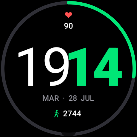 Pure Time watch face in green